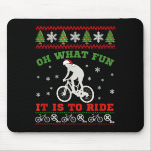 Mountain Bike Rider, Oh What Fun Christmas Ugly Sw Mouse Pad
