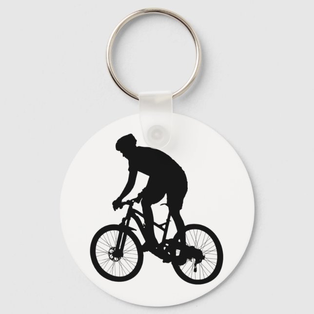 Mountain bike silhouette - Choose background color Key Ring (Front)