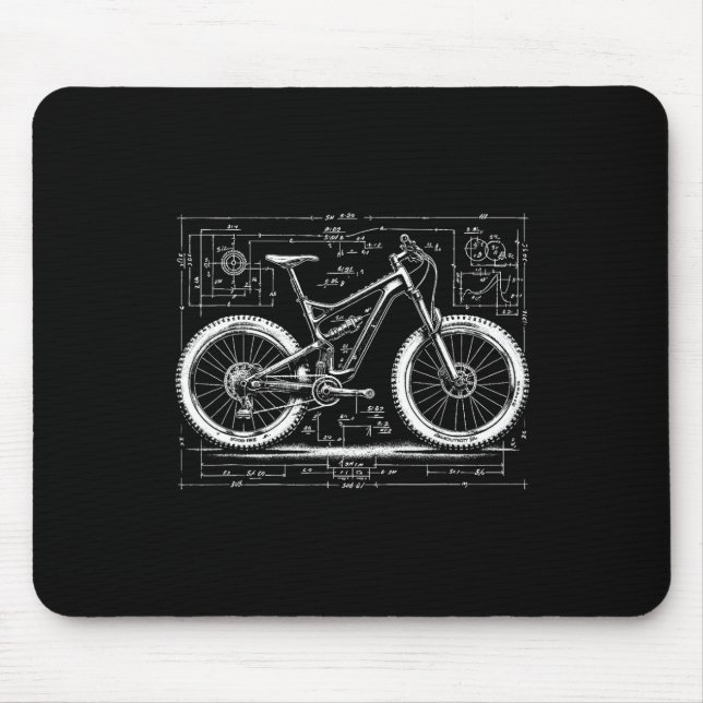 Mountain Bike Technical Drawing For Downhill Mtb N Mouse Pad (Front)
