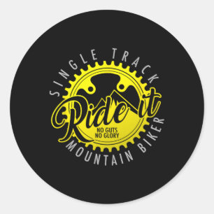 Mountain Bike Tee Shirt Single Track Mtb Biker Gif Classic Round Sticker