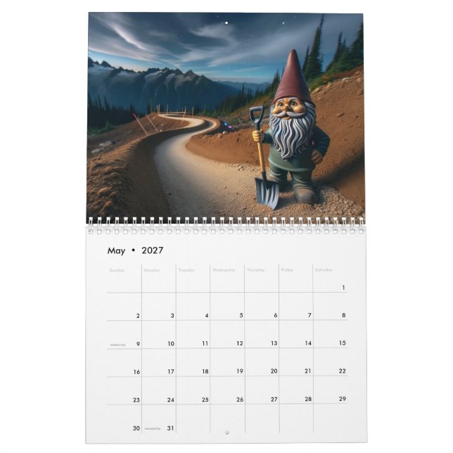 Mountain Bike Trail Gnome Calendar (May 2027)