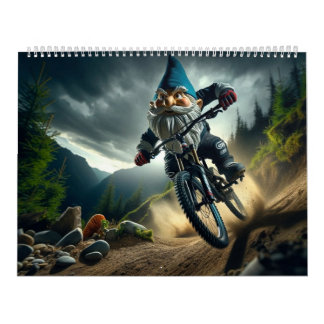 Mountain Bike Trail Shredding Gnome Calendar