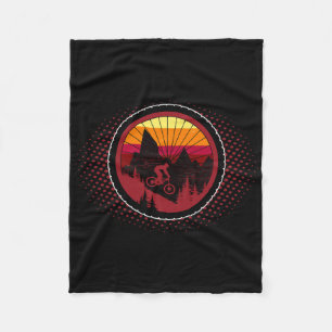 Mountain Bike Wheel - Mtb Distressed Mountain Biki Fleece Blanket