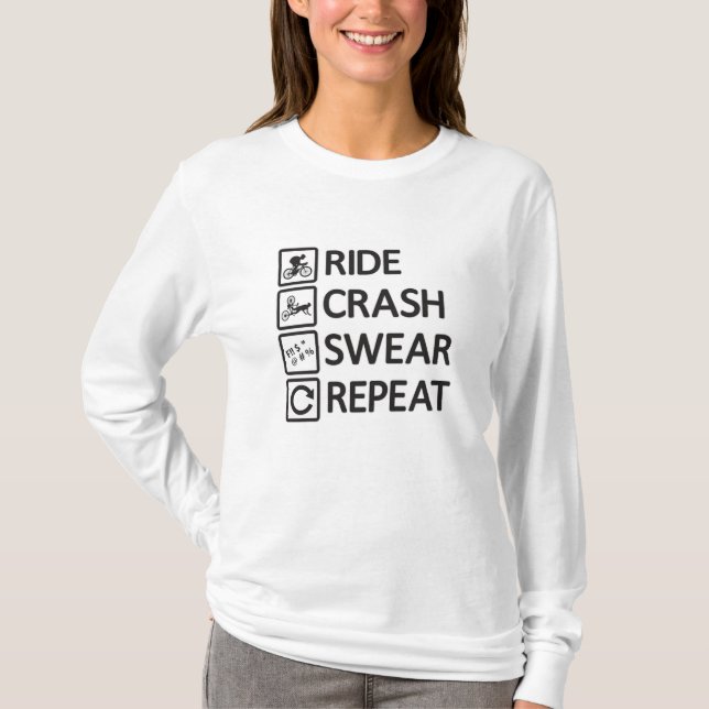 Mountain Biker Biking Repeat Downhill MTB Gift T-Shirt (Front)