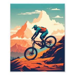 Mountain Biker Descending Steep Trail Photo Print