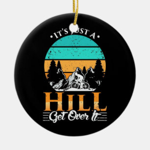Mountain Biker Get Over Hill Ceramic Tree Decoration