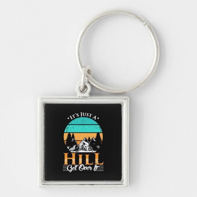 Mountain Biker Get Over Hill Key Ring (Front)
