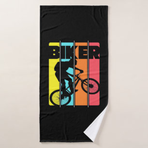 Mountain Biker Retro Vintage Bath Towel