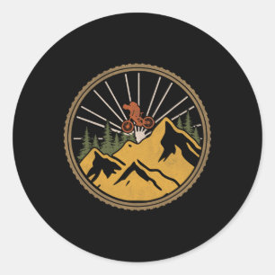 Mountain Biking Adventure Trail Mtb Cyclist Retro Classic Round Sticker