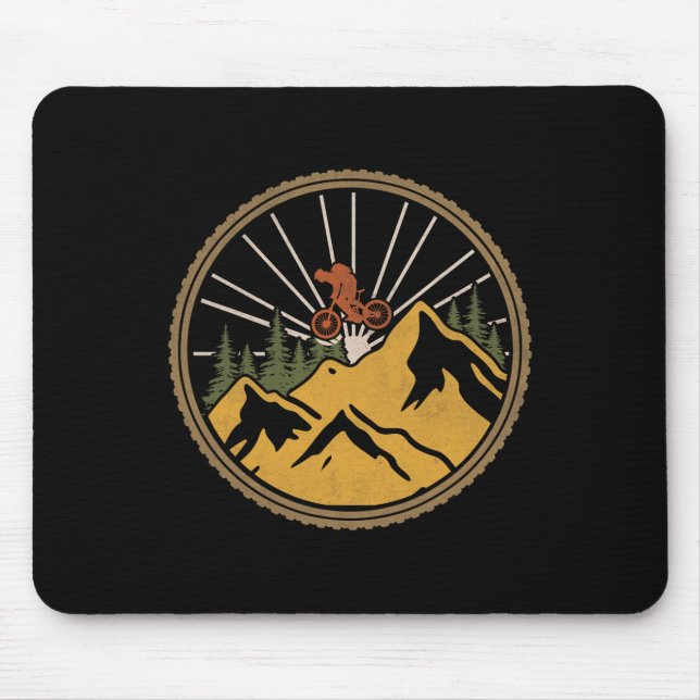 Mountain Biking Adventure Trail Mtb Cyclist Retro  Mouse Pad (Front)