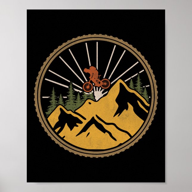 Mountain Biking Adventure Trail Mtb Cyclist Retro  Poster (Front)