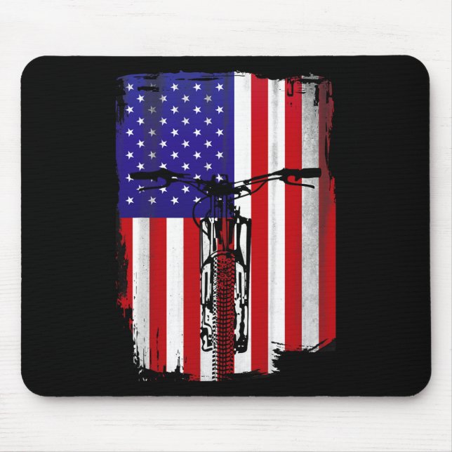 Mountain Biking American Flag Cycling Usa Flag Mou Mouse Pad (Front)