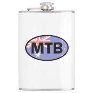Mountain Biking Australia Flag Hip Flask