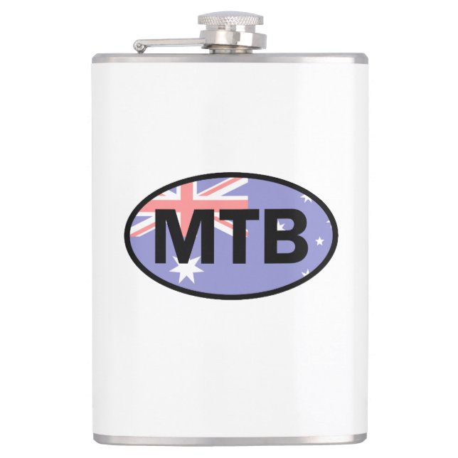 Mountain Biking Australia Flag Hip Flask (Front)
