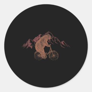 Mountain Biking Bear Cyclist Animal Mtb Bicycle Classic Round Sticker