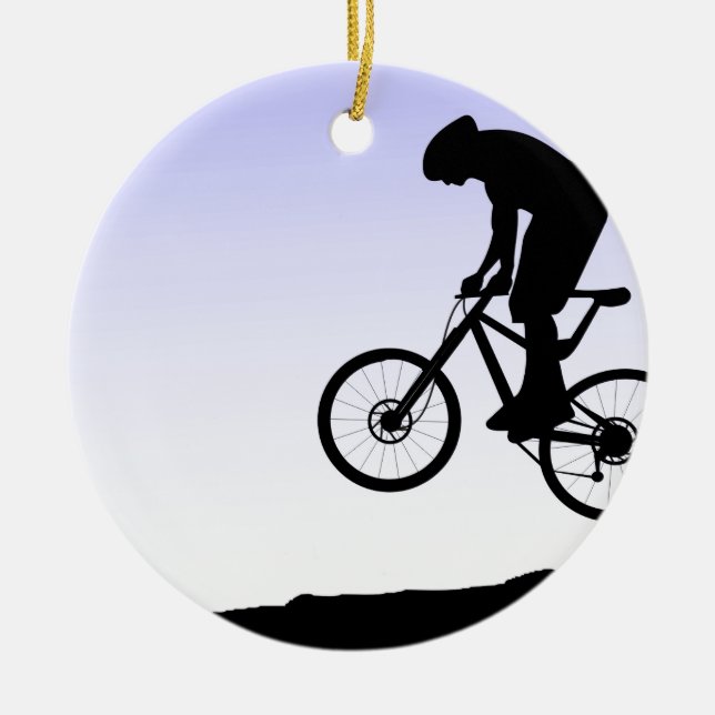 Mountain Biking Ceramic Tree Decoration (Front)