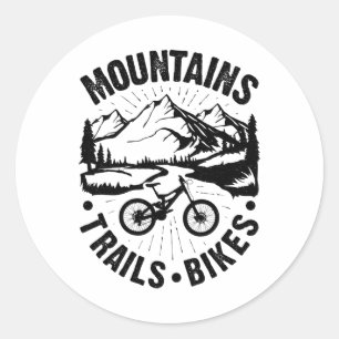 Mountain Biking Cycling Vintage Bicycle Bike Rider Classic Round Sticker