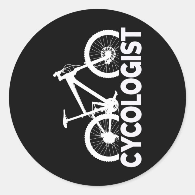 Mountain Biking Cycologist Vertical Graphic Design Classic Round Sticker (Front)