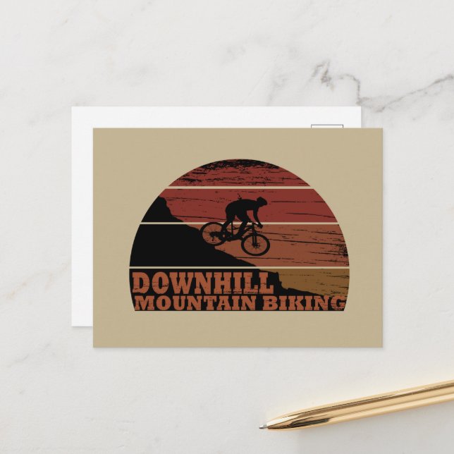 Mountain biking Downhill Holiday Postcard (Front/Back In Situ)