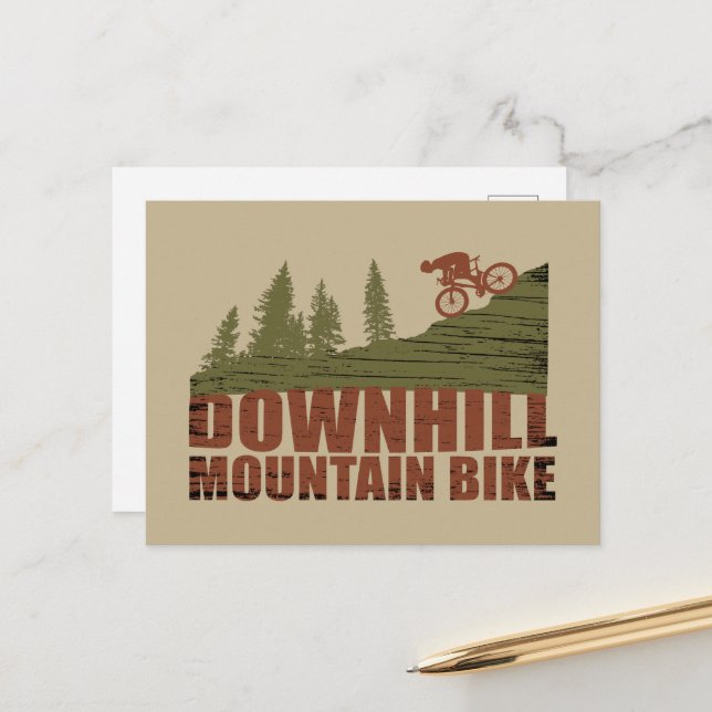 Mountain biking Downhill Holiday Postcard (Front/Back In Situ)