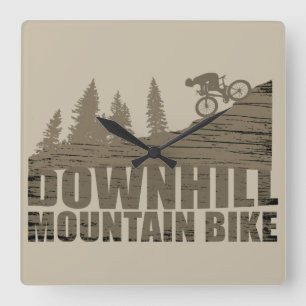 Mountain biking Downhill Square Wall Clock