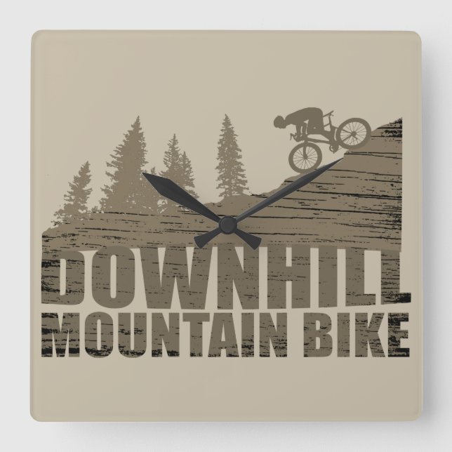Mountain biking Downhill Square Wall Clock (Front)