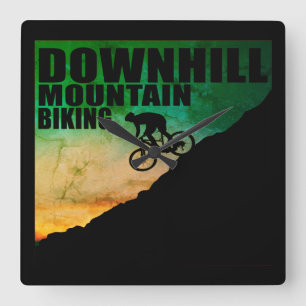 Mountain biking Downhill Square Wall Clock
