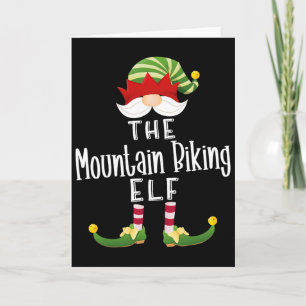 Mountain Biking Elf Group Christmas Funny Pajama P Card