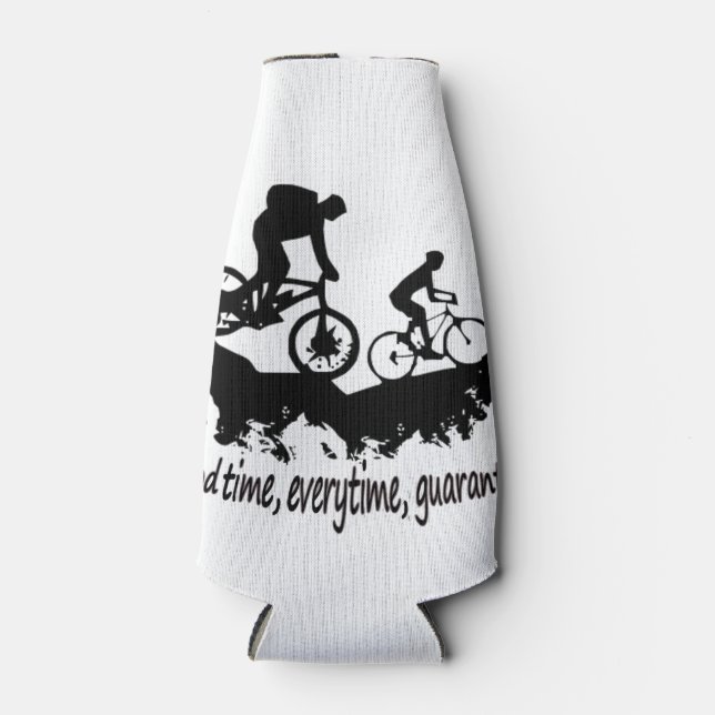 Mountain Biking Good Time Inspirational Quote Bottle Cooler (Front)