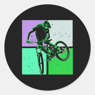 Mountain Biking It Never Gets Easier Downhill Moun Classic Round Sticker