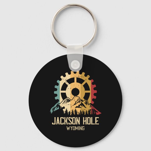 Mountain Biking Jackson Hole Wyoming  Key Ring (Front)