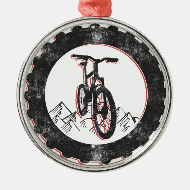 Mountain Biking Metal Tree Decoration (Front)