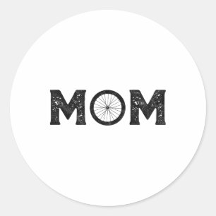 Mountain Biking Mom 80's Style Minimalist  Classic Round Sticker