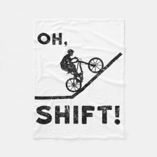 Mountain Biking, Mountain Bike, Funny, Oh Shift Fleece Blanket