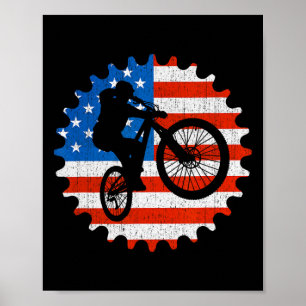 Mountain Biking Mtb Mountain Bikers Patriotic Usa Poster