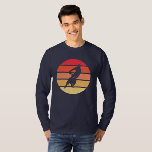 Mountain Biking on Retro Sunset Stripe apparel T-Shirt