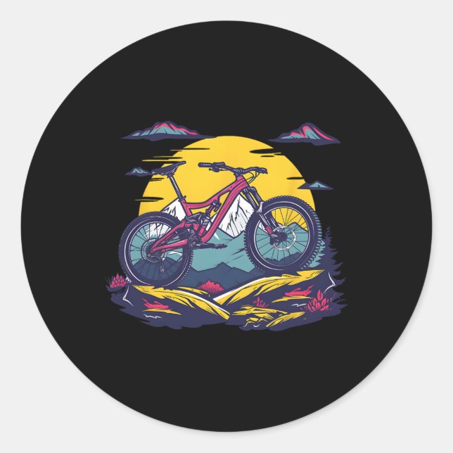 Mountain Biking Portrait  Classic Round Sticker (Front)