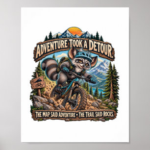 Mountain Biking Racoon Adventure Detour Poster