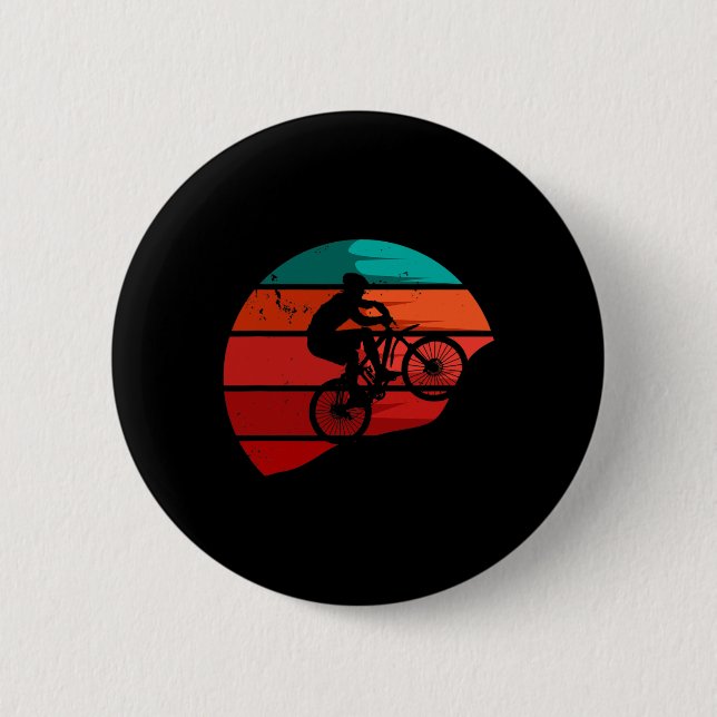 Mountain Biking Retro Cyclist  6 Cm Round Badge (Front)