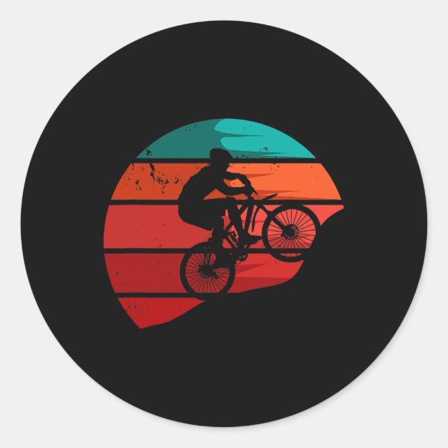 Mountain Biking Retro Cyclist  Classic Round Sticker (Front)