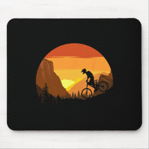 Mountain Biking Retro Sunset Trail Rider Mouse Pad