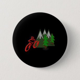 Mountain Biking Rider Climbing Scene 6 Cm Round Badge