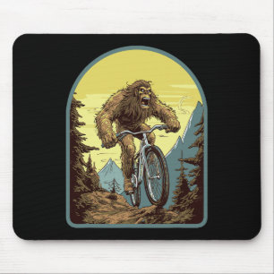 Mountain Biking Sasquatch Monster Bigfoot Illustra Mouse Pad