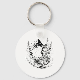 Mountain Biking Sketch Trail Riding  Key Ring