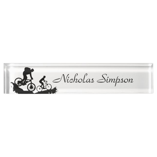 Mountain Biking Sport Logo Custom Name Art Nameplate (Front)