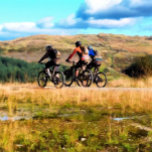 MOUNTAIN BIKING TRIFOLD WALLET<br><div class="desc">A watercolor a of three men mountain biking in the Welsh hills.</div>