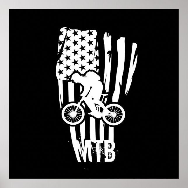 mountain biking us american flag poster (Front)