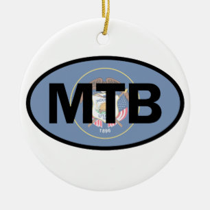 Mountain Biking Utah Flag Ceramic Tree Decoration