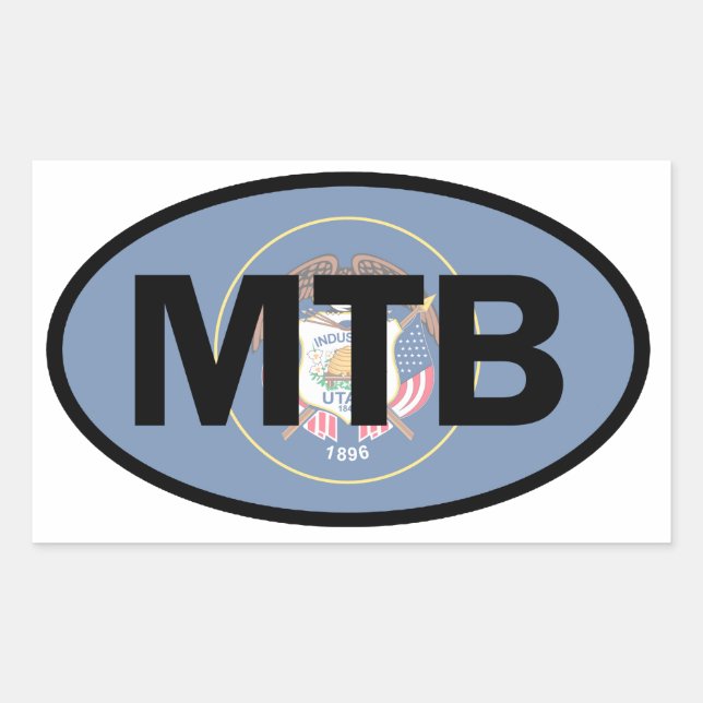 Mountain Biking Utah Flag Rectangular Sticker (Front)