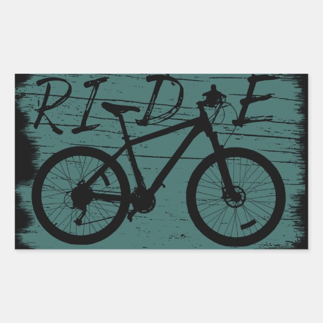 Mountain biking vintage rectangular sticker (Front)